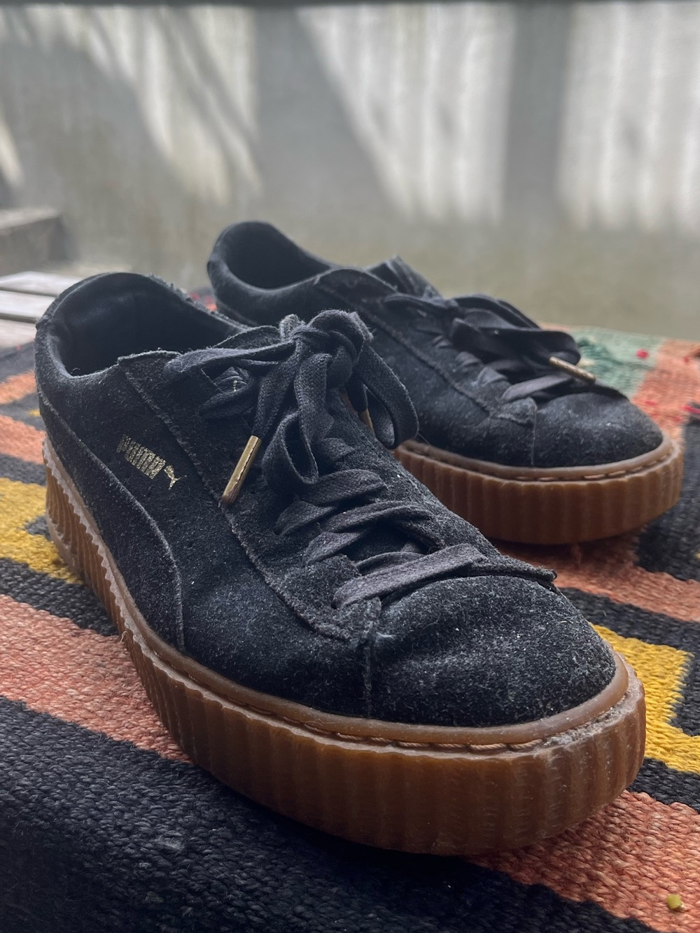 Creeper Phatty Platform Sneakers Fenty x Puma Rihanna Black Suede Size 9